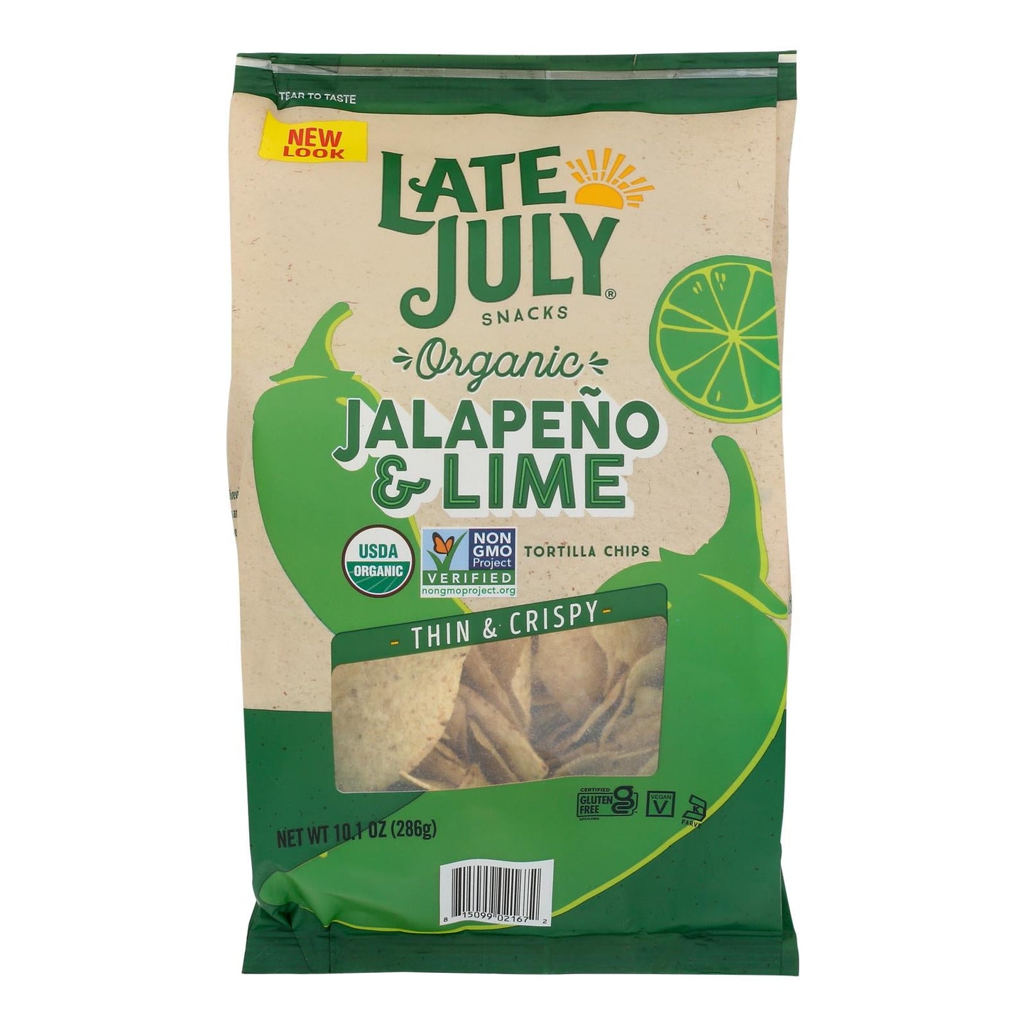Late July Snacks Jalapeno Lime Tort Chips (Pack of 9 - 10.1 Oz)