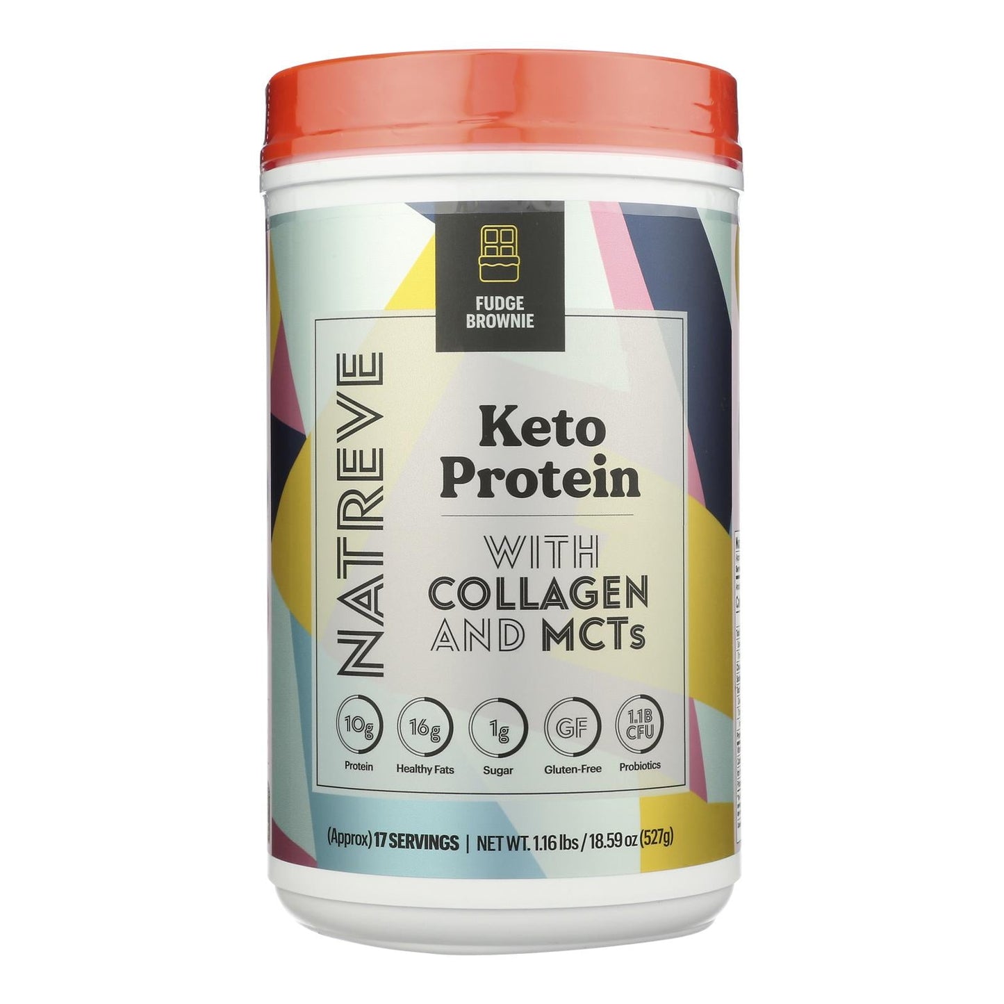 Natreve Collagen Powder Fudge Brownie, Supports Skin, Hair & Nails, 4 x 17.6 Oz