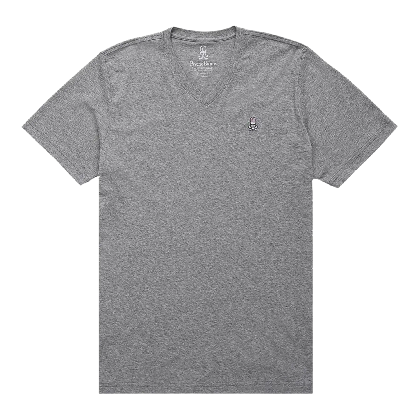 Psycho Bunny Classic V-Neck Men Big and Tall Tee Shirt Heather Grey