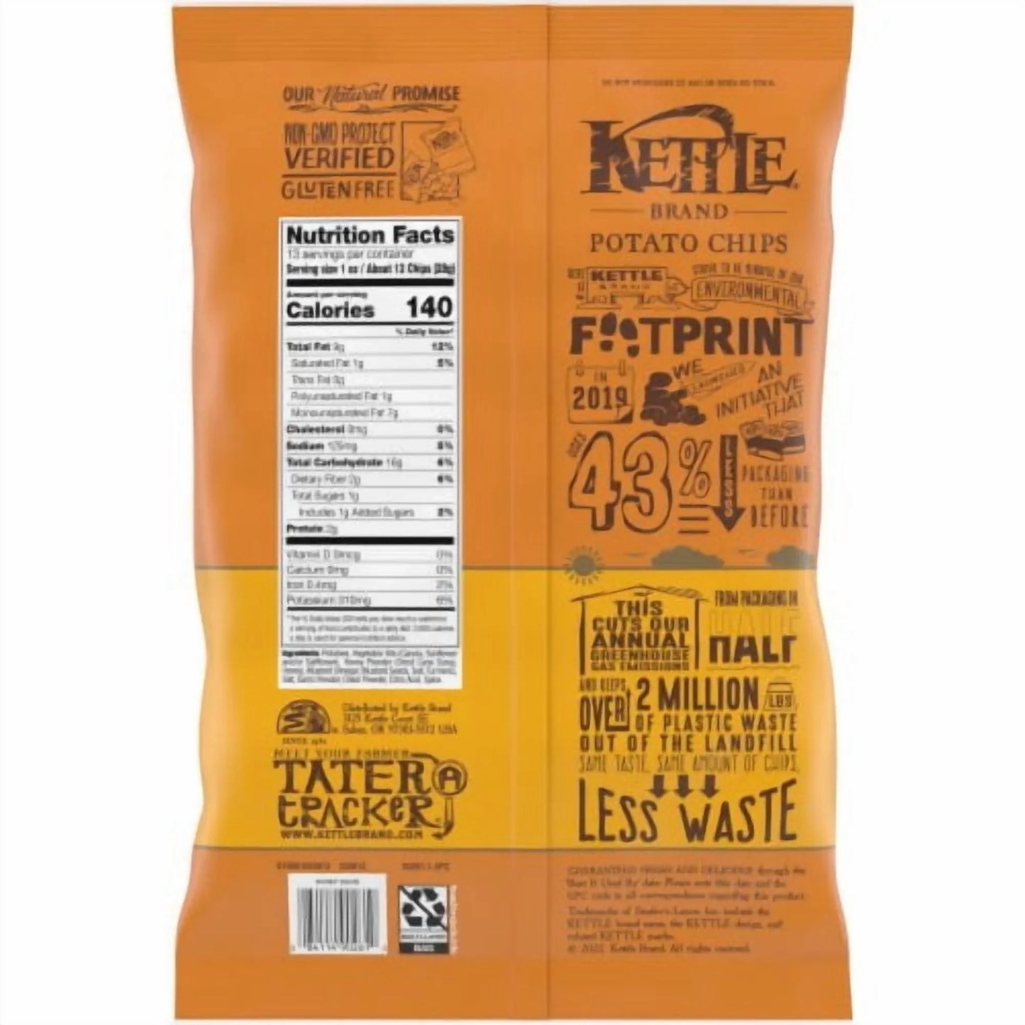 Kettle Brand Honey Dijon Potato Chips, Kettle Cooked, Non-GMO, 13 oz Bag, Case of 9