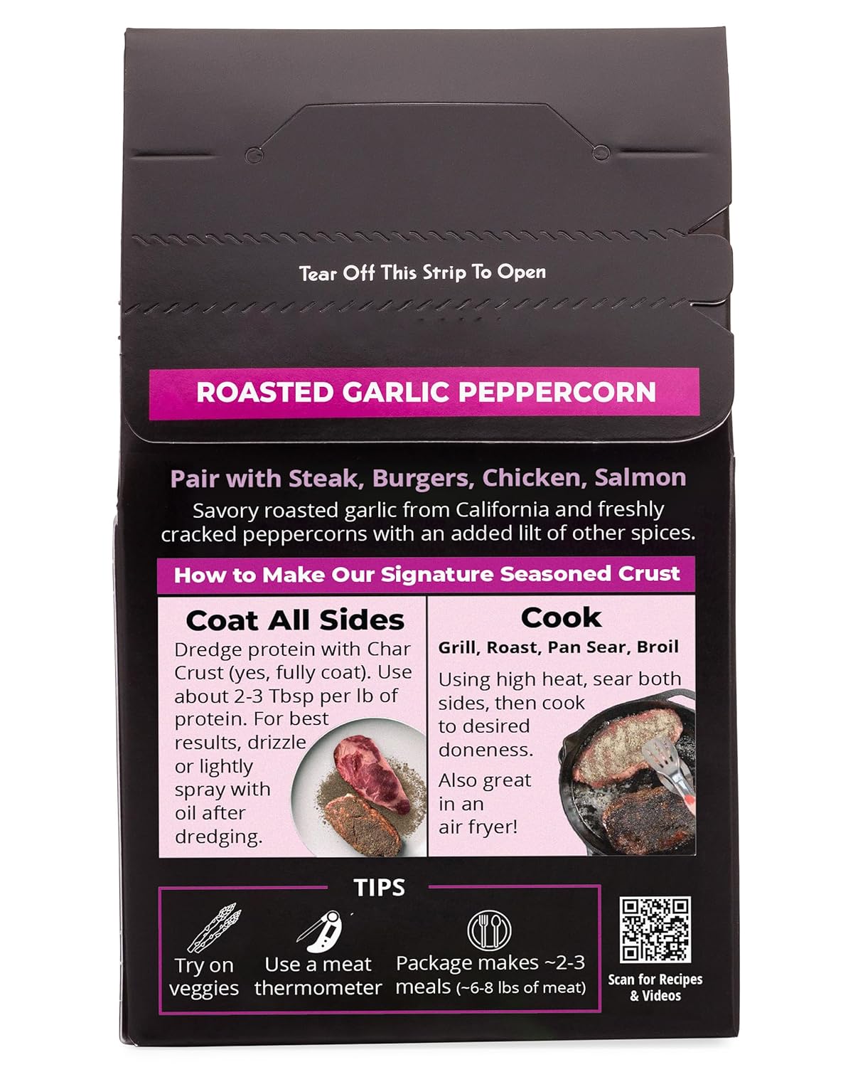 Char Crust Roasted Garlic Peppercorn Seasoning, Case of 6, 4 Oz Jars