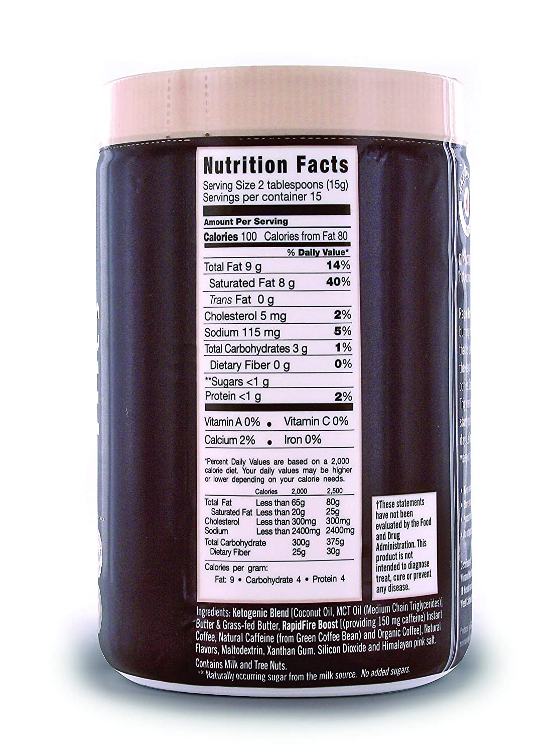Rapid Fire Ketogenic Fair Trade Instant Keto Coffee Mix - Canister of 7.93 Oz