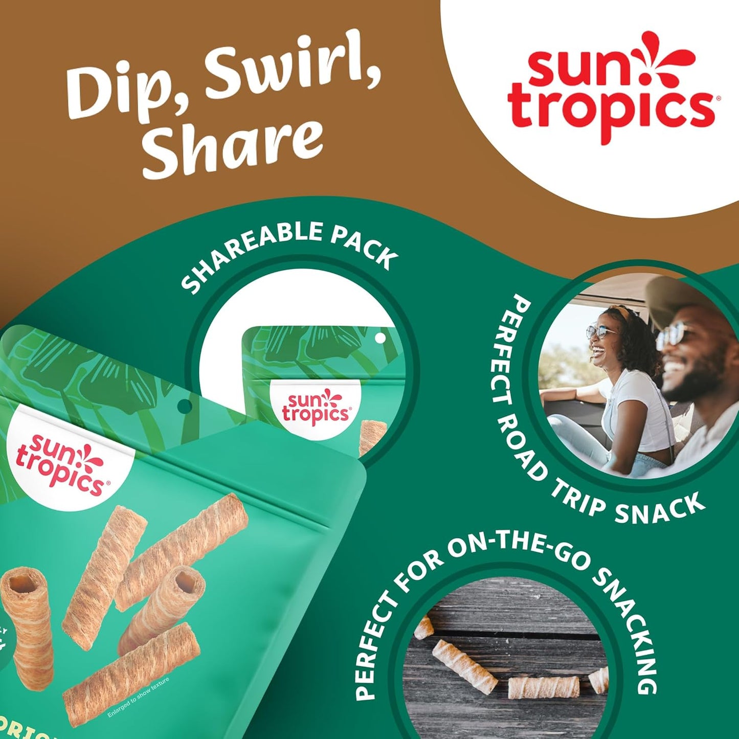 Sun Tropics Coco Rolls, Original Rolled Coconut Wafers (Pack of 12, 4 Oz.)