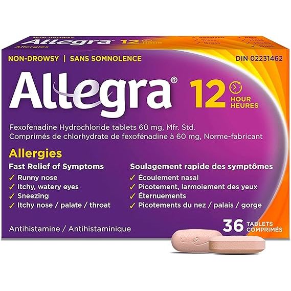 Fexofenadine HCl 60mg Tablets, Non-Drowsy 12-Hour Allergy Relief (500 Count)
