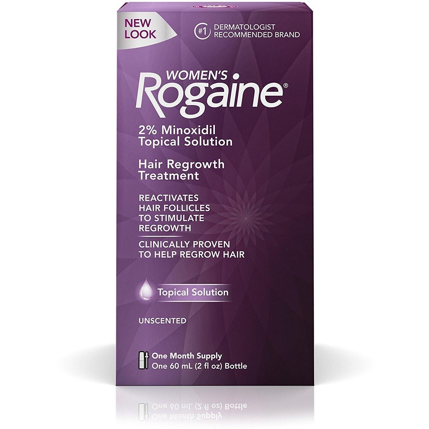 Women's Rogaine 2% Minoxidil Topical Solution – Hair Regrowth Treatment, 1 Month Supply