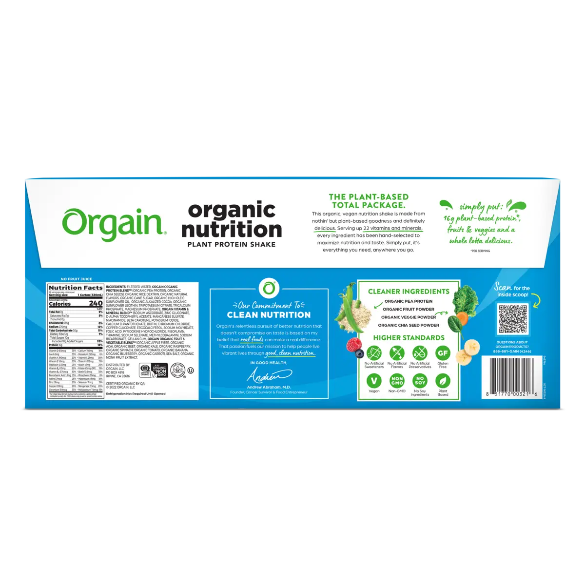 Orgain Organic Vegan Nutritional Shake, Smooth Chocolate, 11 Fl Oz (12-Pack)