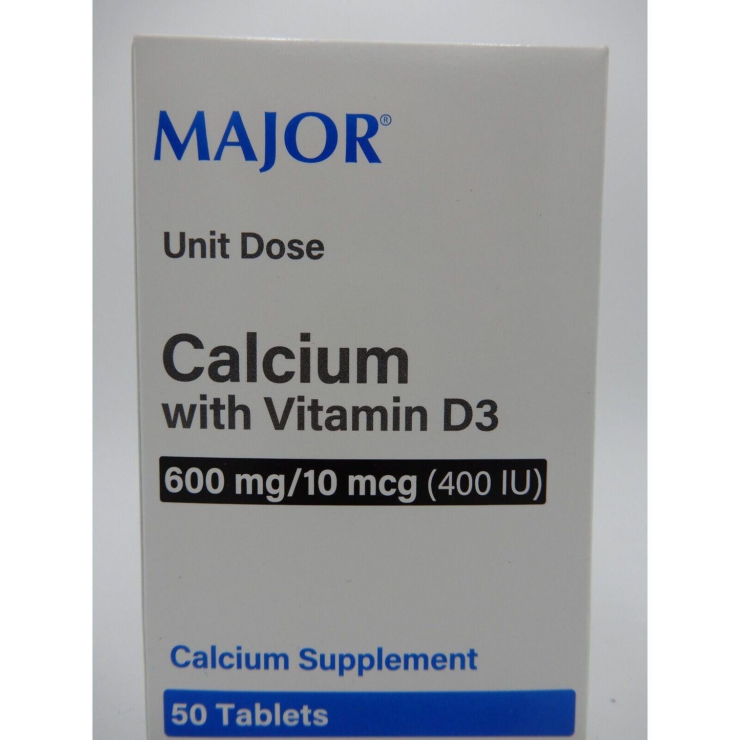 Major® Calcium 600 mg with Vitamin D3 10 mcg (50 Unit Dose Tablets)
