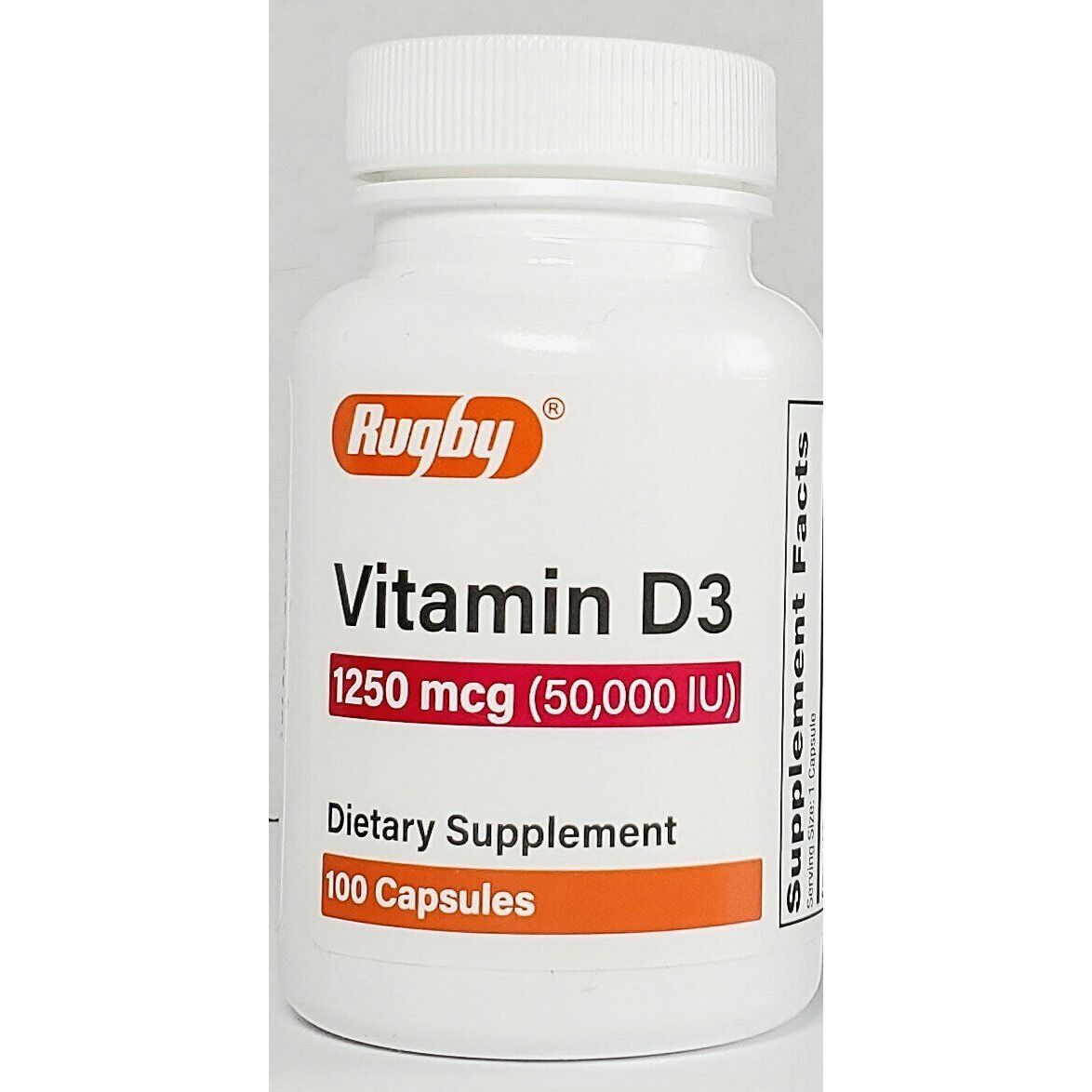 Rugby® Vitamin D3 – 1,250 mcg (50,000 IU) – 100 Capsules