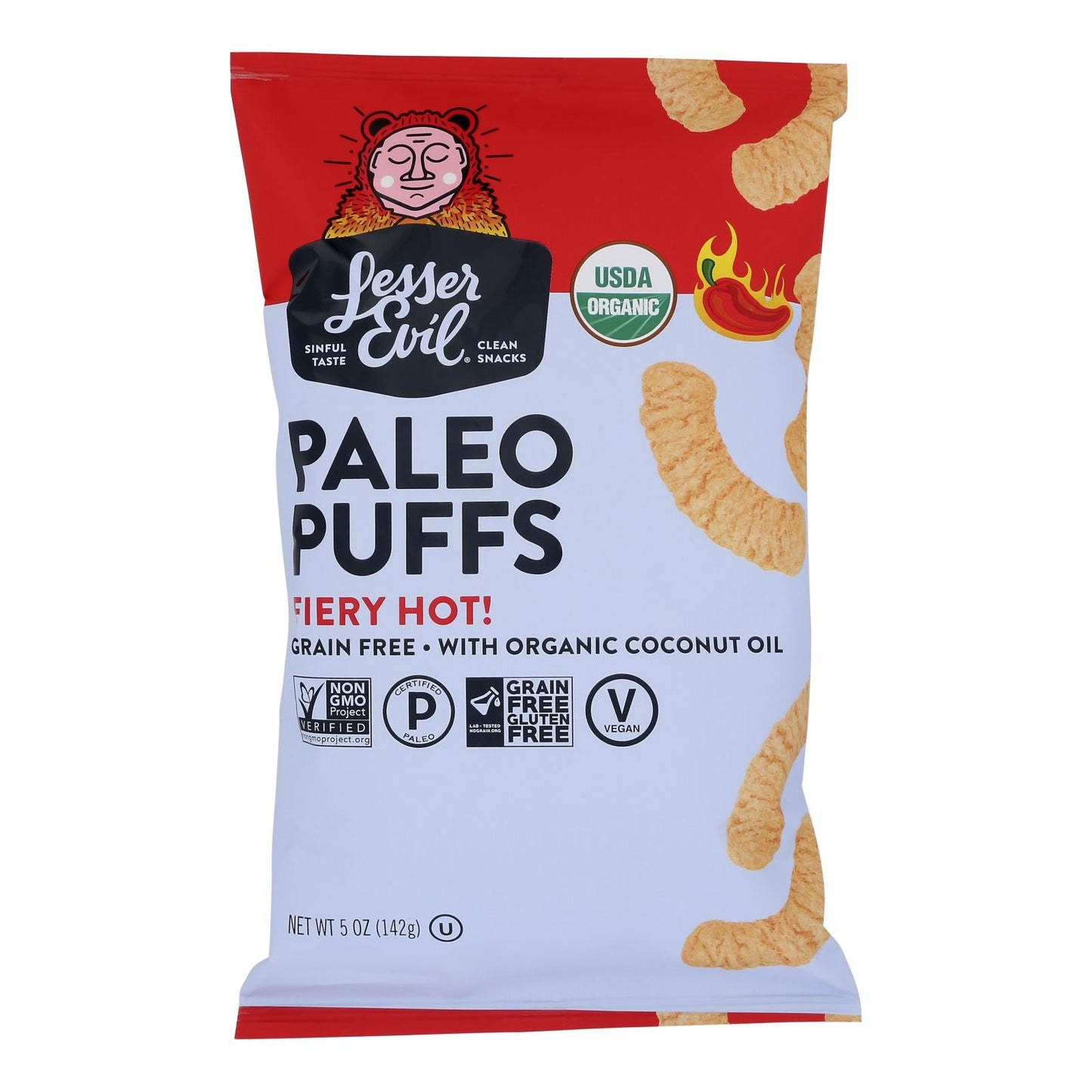 Lesser Evil Paleo Puffs: Firey Hot, 9.5 Oz