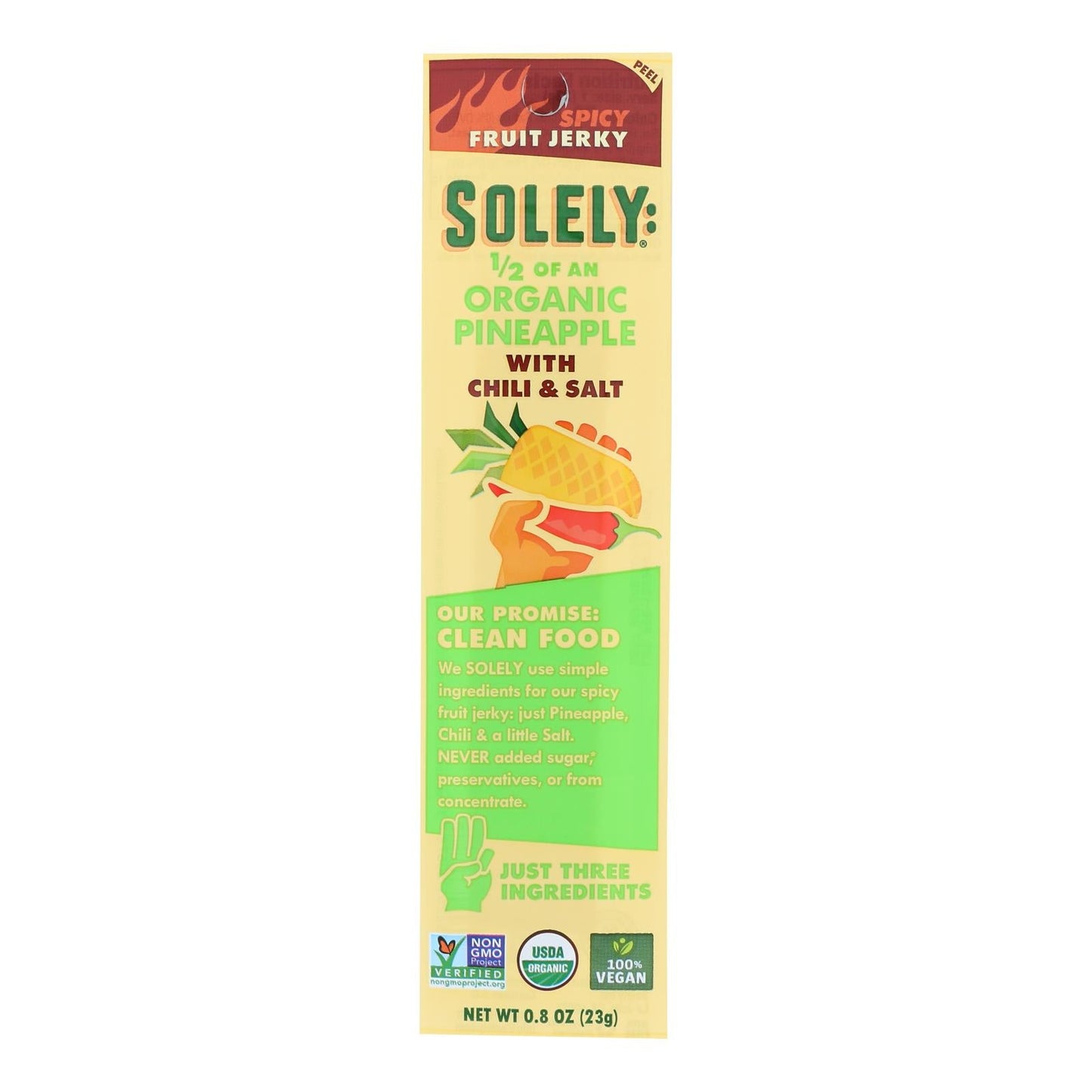 Solely Fruit Jerky Pineapple Infused with Chili (12-Pack, 8 oz Each)
