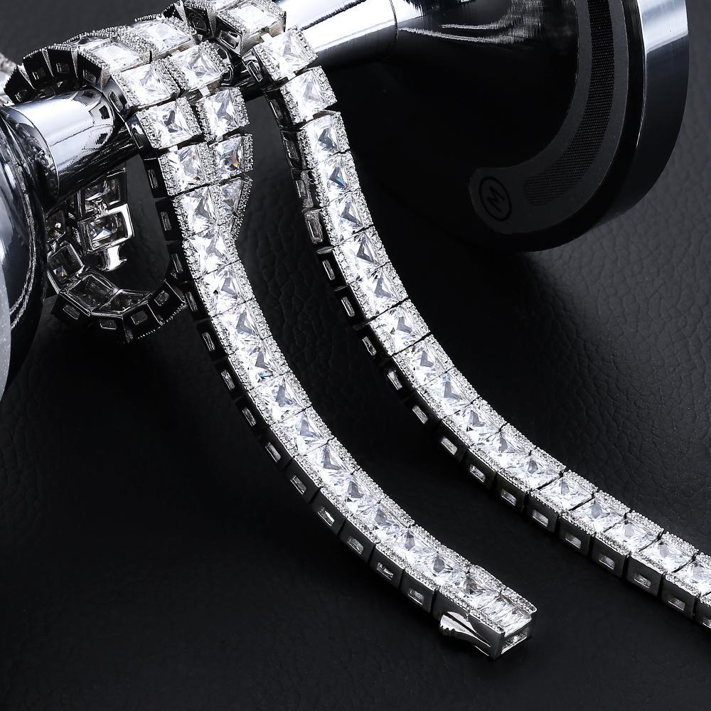 8mm Princess Cut CZ Diamond Mens Tennis Bracelet in White Gold by Bling Proud | Urban Jewelry Online Store