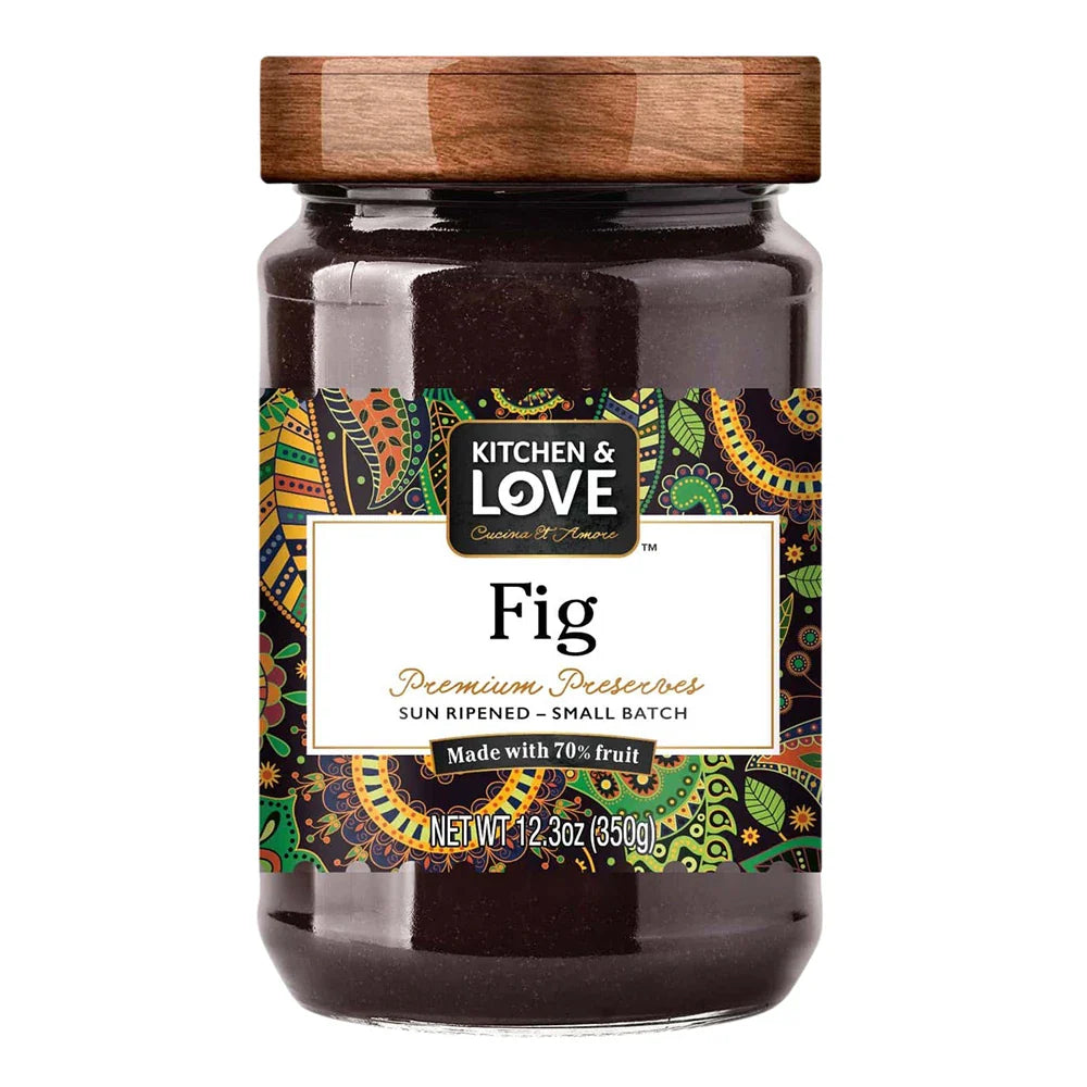 Kitchen & Love Fig Honey Preserves, 12.3 oz (Pack of 6) - Gourmet Fruit Spread