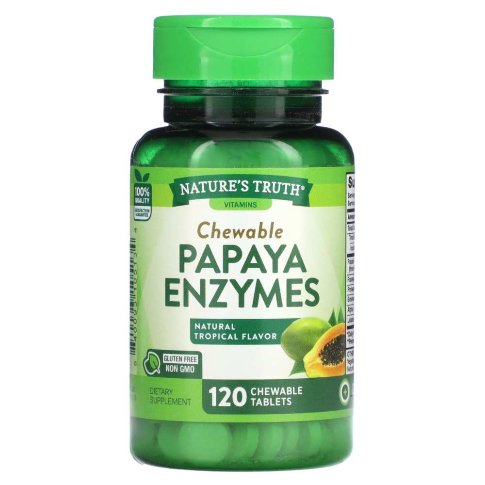 Nature's Truth Natural Tropical Flavor Papaya Enzymes 120 Chewable Tablets