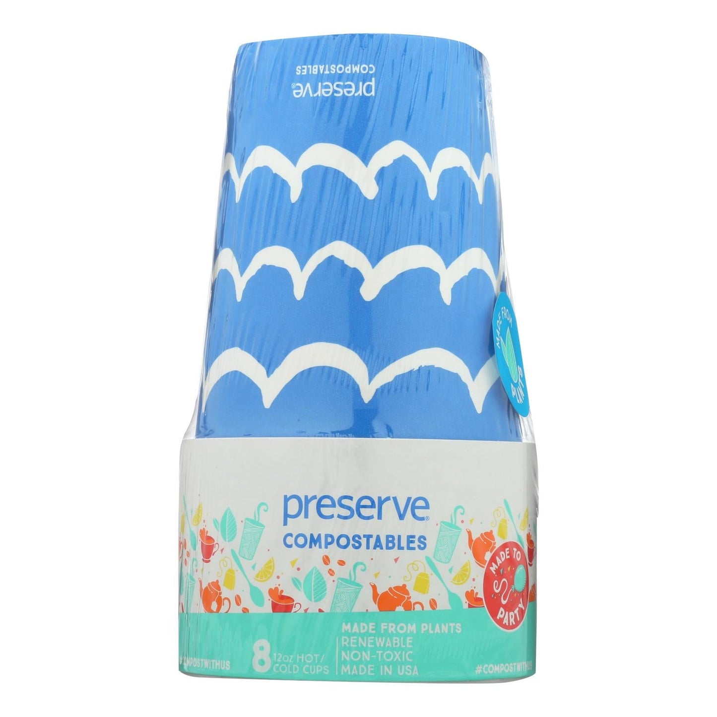 Preserve Hot Compo Blue Cups - 8 Ct (12-Pack)