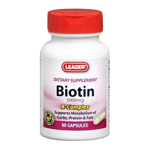 Leader™ Biotin 5000 mcg + B-Complex – Hair, Skin & Nail Support (60 Capsules)