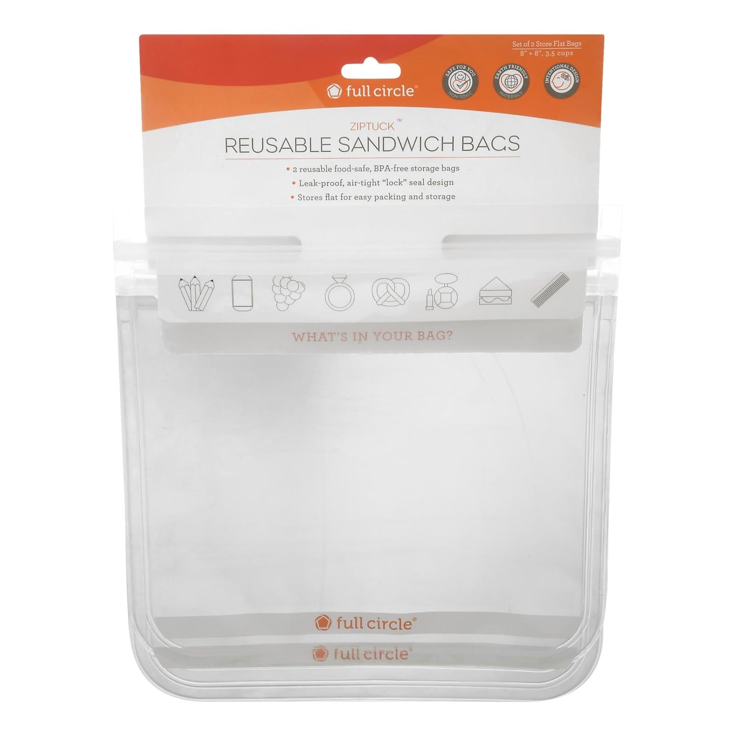 Full Circle Home Ziptuck Reusable Sandwich Bags - 2 ct (Pack of 6)