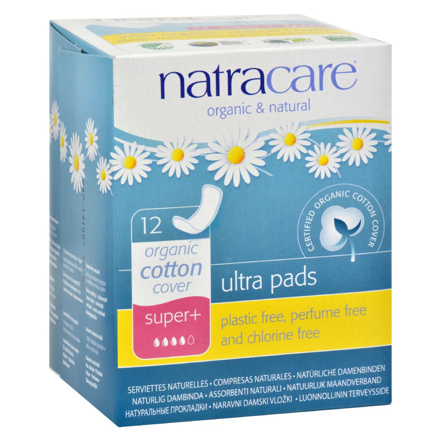 Natracare Ultra Super Plus Organic Cotton Pads - 12 Pack