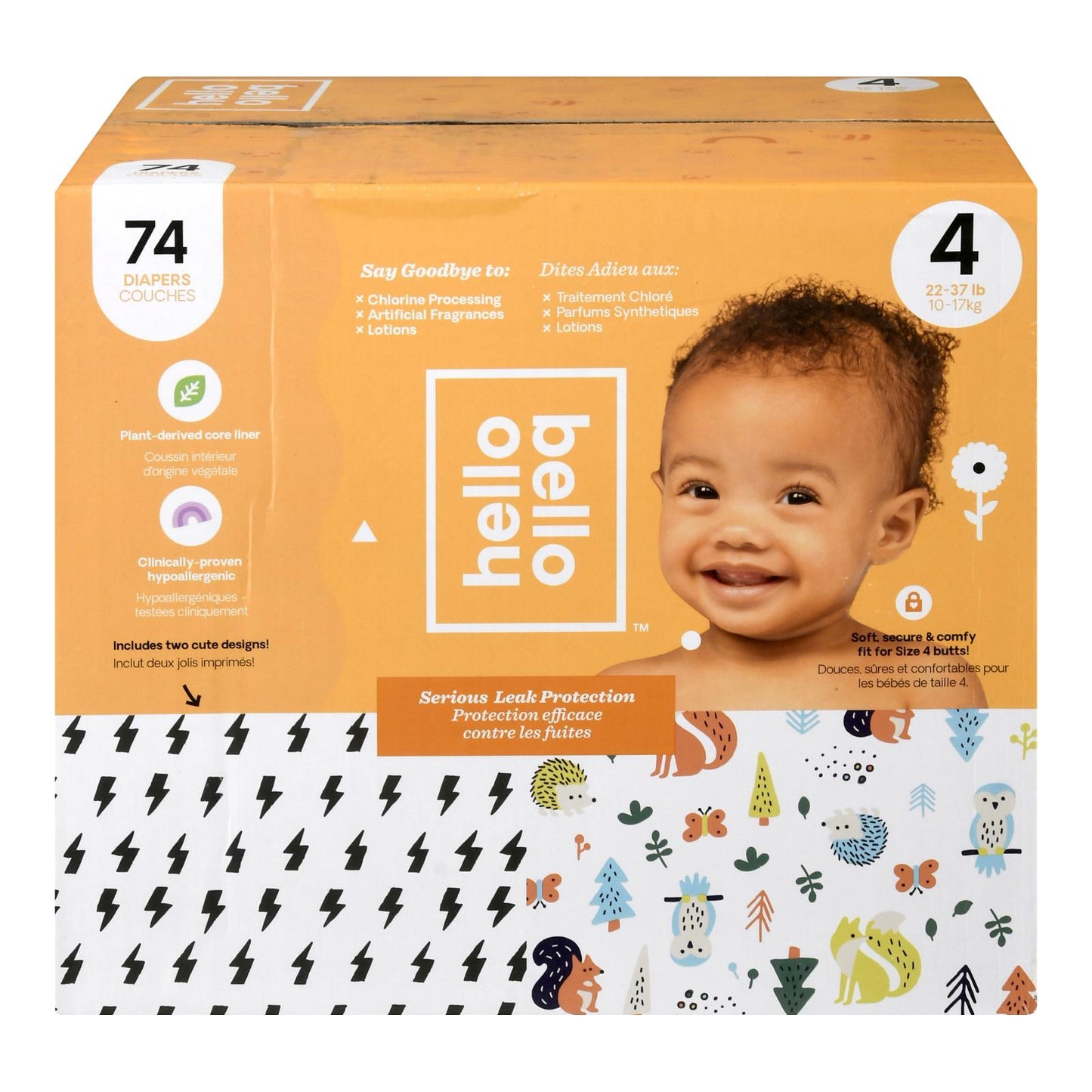 Hello Bello Diaper Belt/Animal Print Size 4 (22/37L), 74-Count Case
