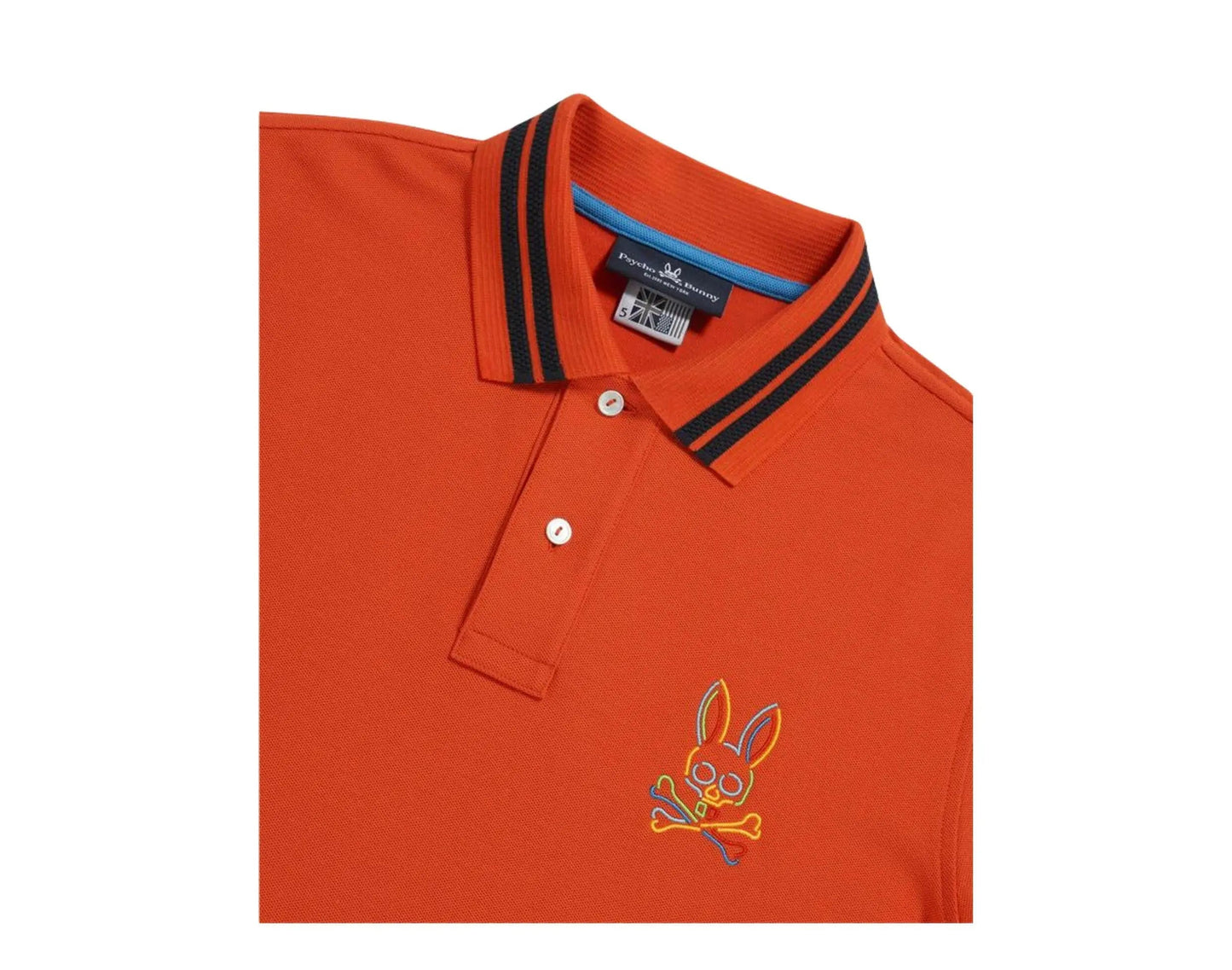 Psycho Bunny Barbon Neon Glow Men Polo Shirt Bonfire
