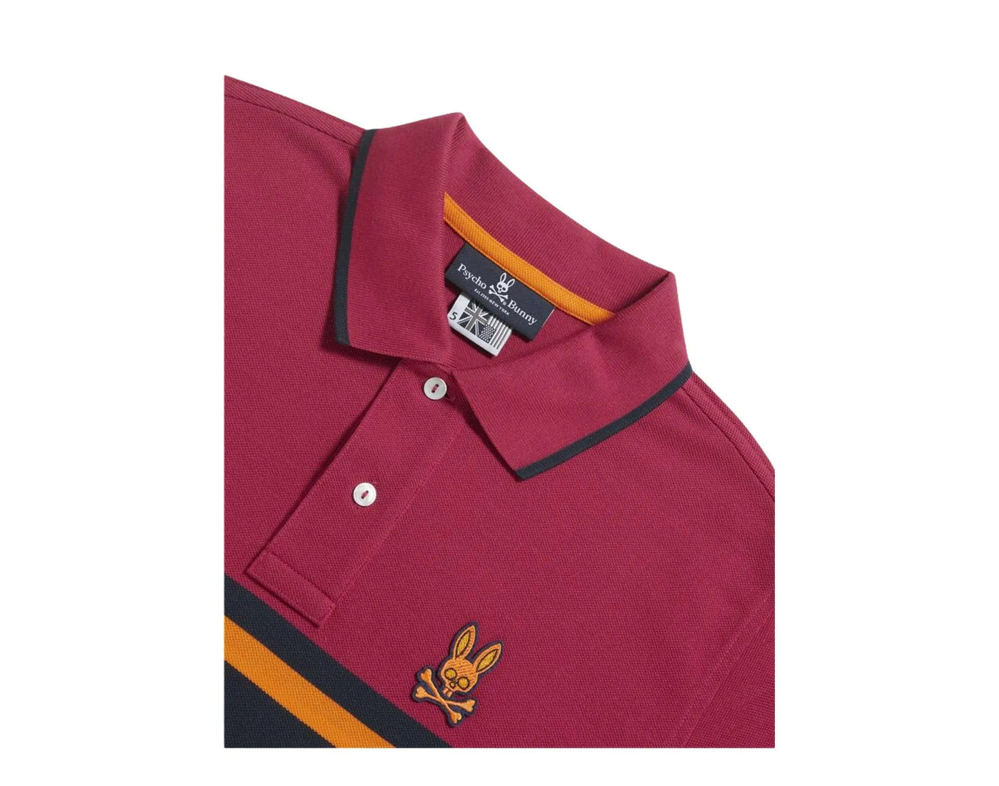Psycho Bunny Corby Stripe Men Polo Shirt Cranberry