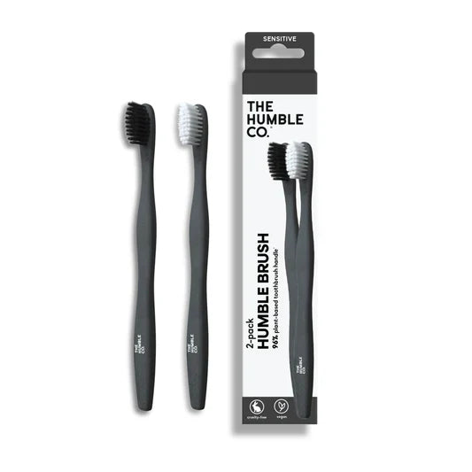 The Humble Co. Soft Bristle Toothbrushes, White & Black, 6-Count.
