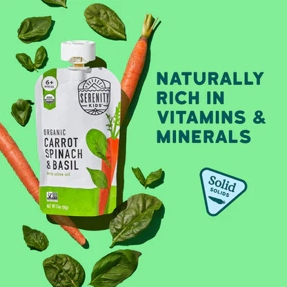 Serenity Kids Organic Carrot, Spinach & Basil Baby Food Pouches, 6-Pack (3.5 oz)
