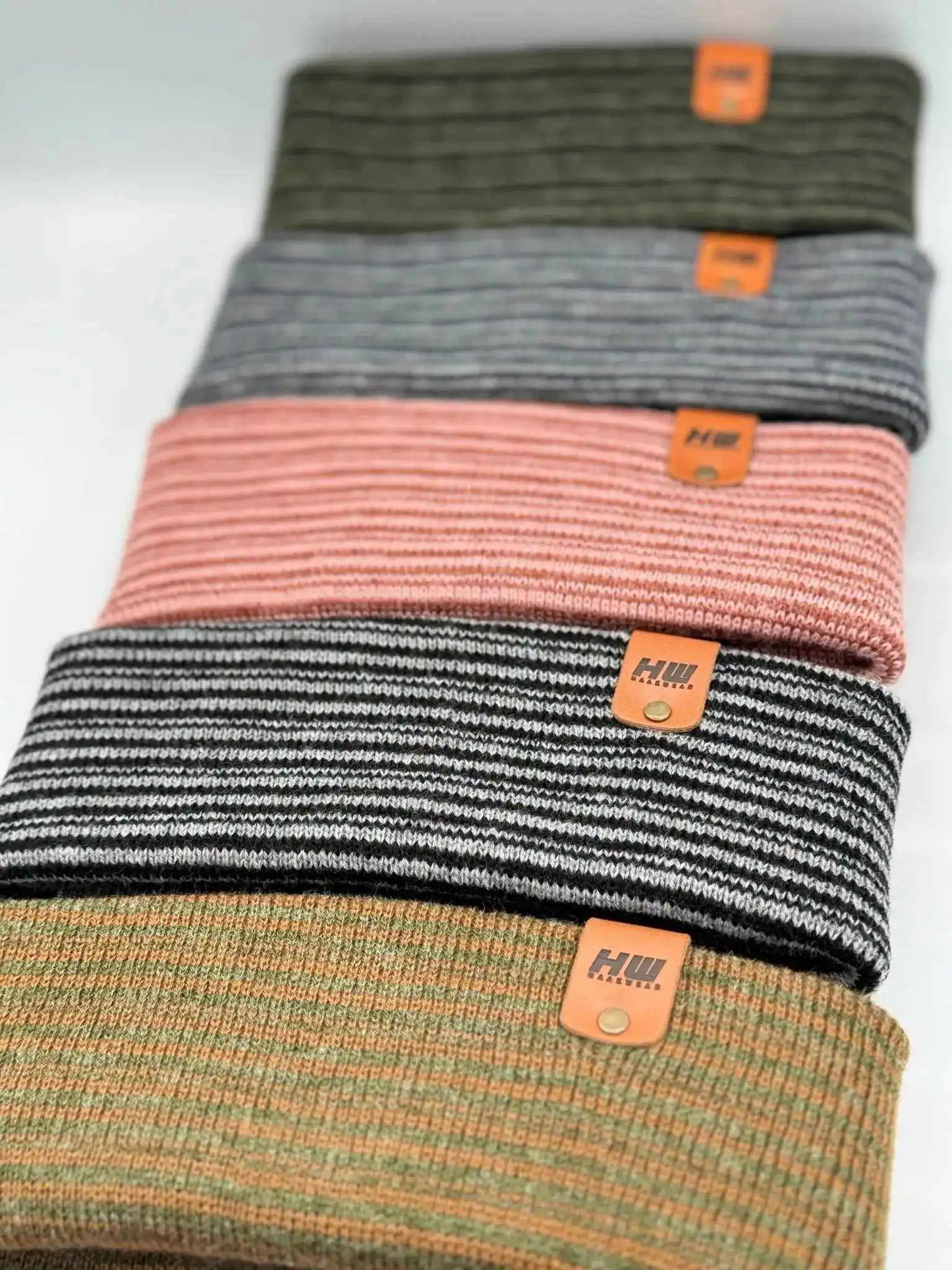 Classic Contrast Cuffed Beanie, Brown and Green