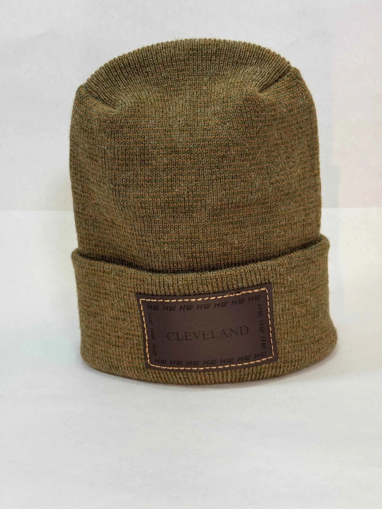Cleveland, H Stitch Cuffed Beanie, Brown and Green Fusion