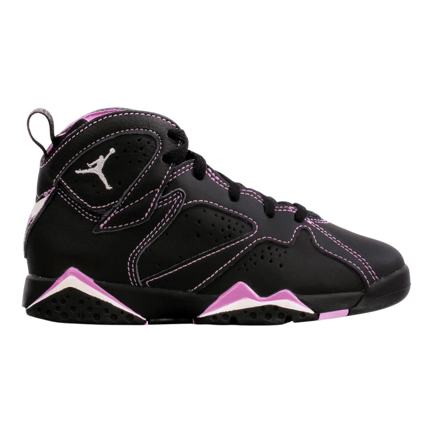 Jordan 7 Retro Kids Shoes Black/Barely Grape/Rush Fuchsia