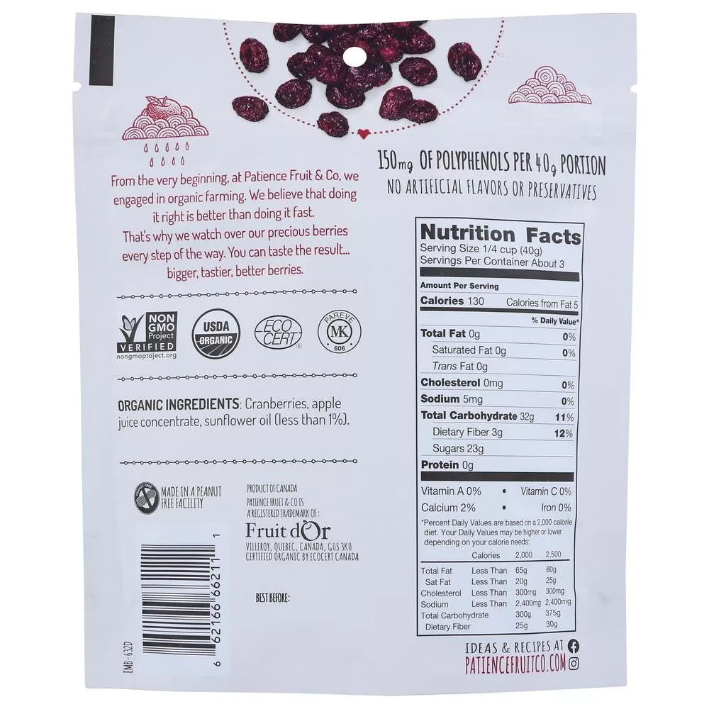 Patience Fruit & Co Zero-Sugar Cranberry Drd, 4 Oz, Pack of 8