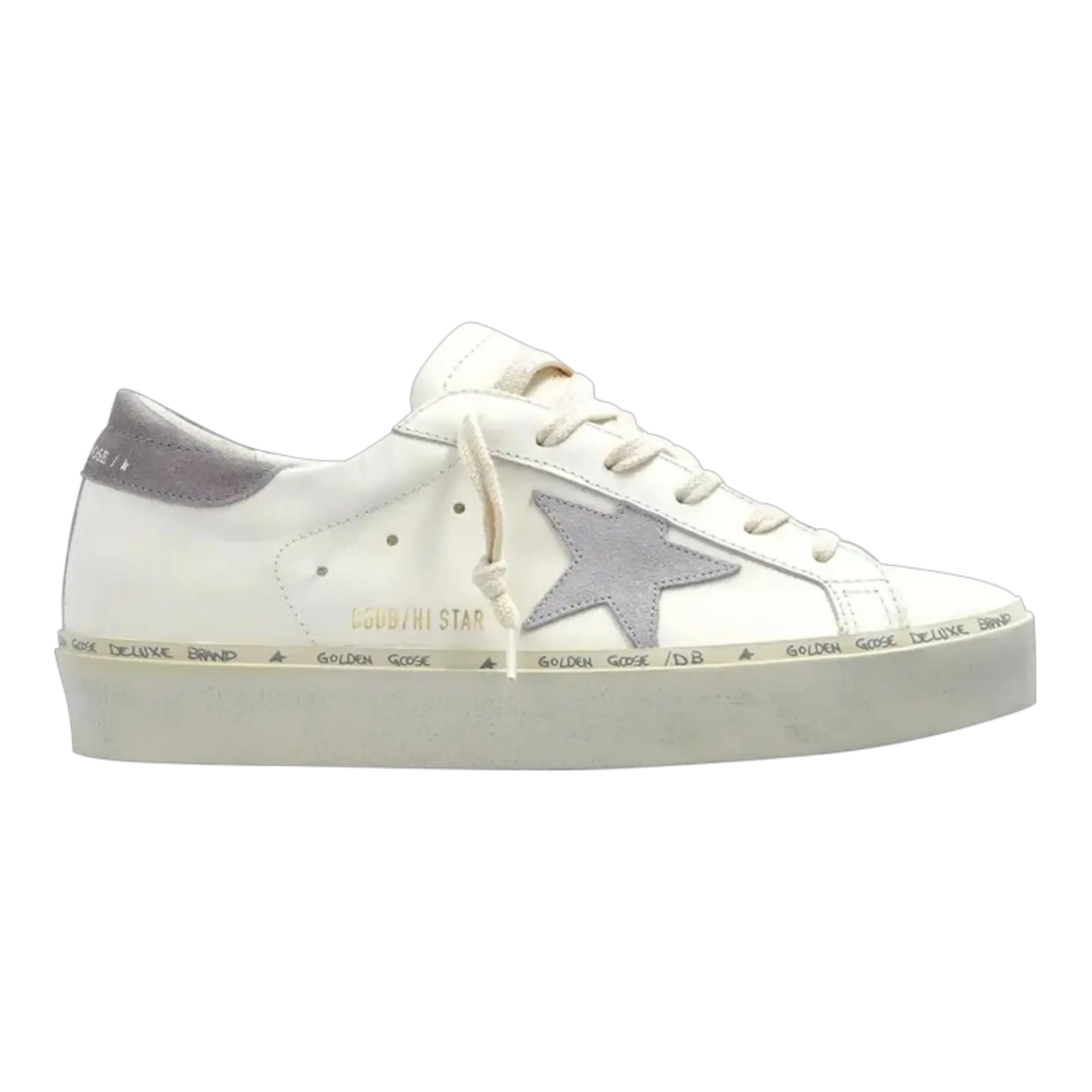 Golden Goose Hi Star Women Sneakers White/Silver Leather Suede Heel