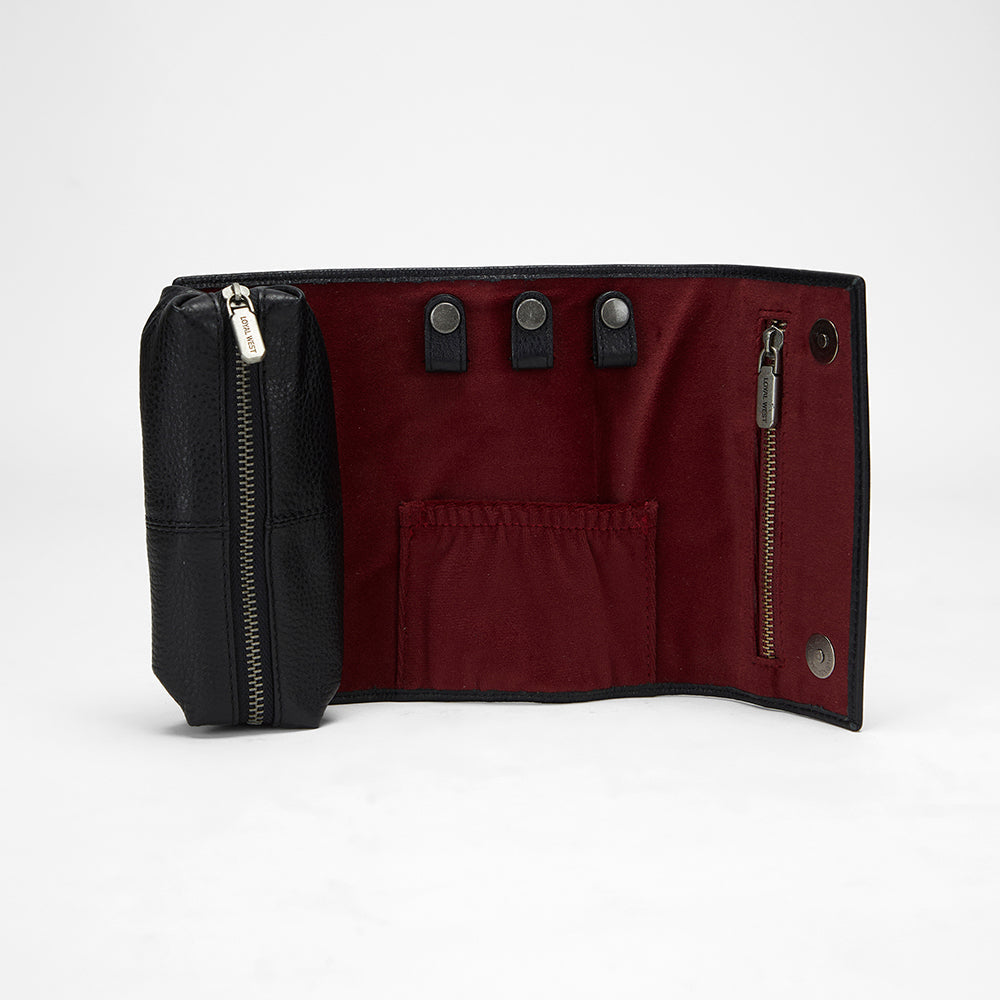 Loyal West CANYON JEWELRY CASE IN CALF LEATHER - BLACK