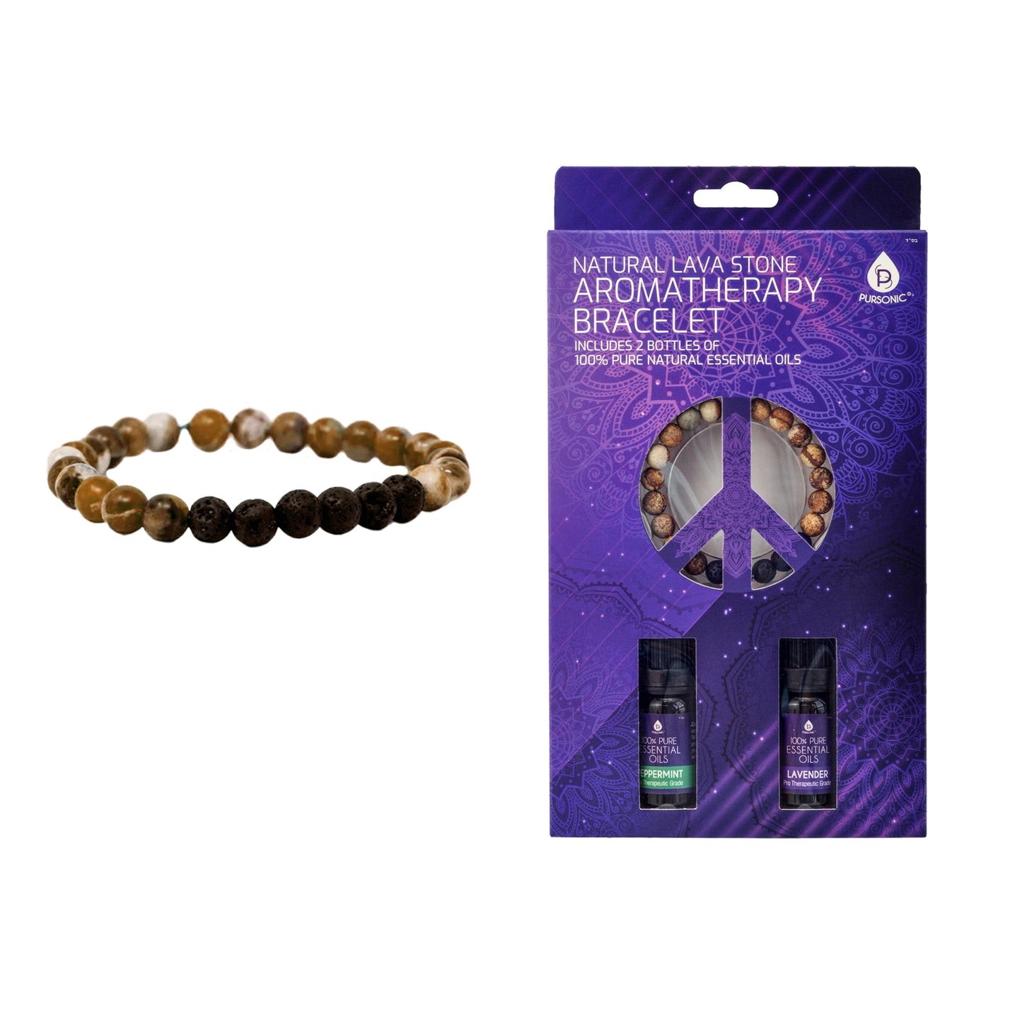 Lavastone Braclet with Peppermint and Lavender essential oils by Pursonic