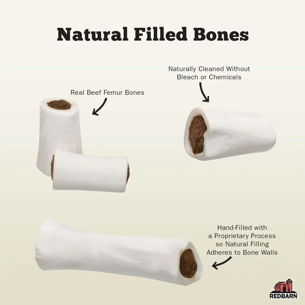 Redbarn Small Filled Bone Dog Chew Treat - Cheese & Bacon Flavor (Case of 20, 3.5 oz) - Natural, Long-Lasting
