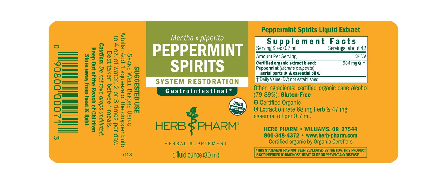 Herb Pharm Peppermint Spirits Extract - 1 Fluid Ounce