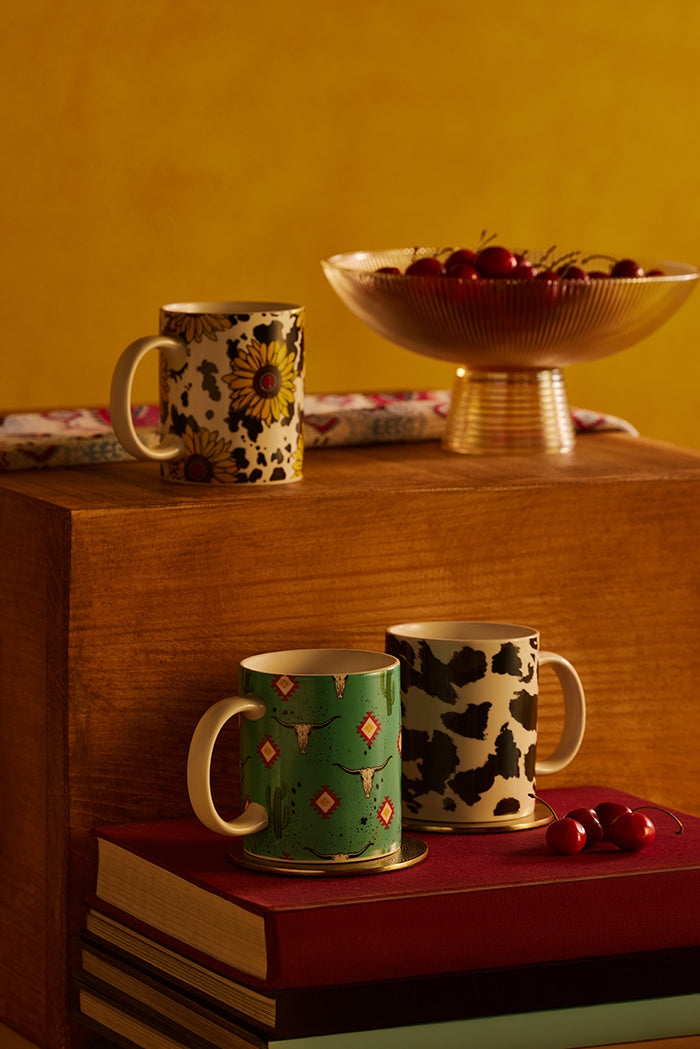 Sippin’ in the South Ceramic Mug in Black Leopard Print