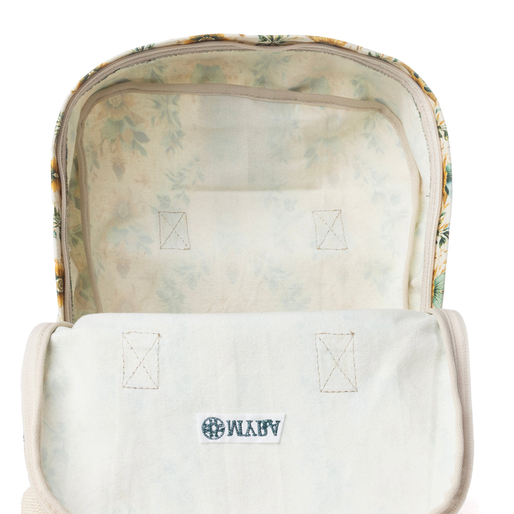 Myra Pine Meadow Cotton & Leather Crossbody Bag in Mustard Cream