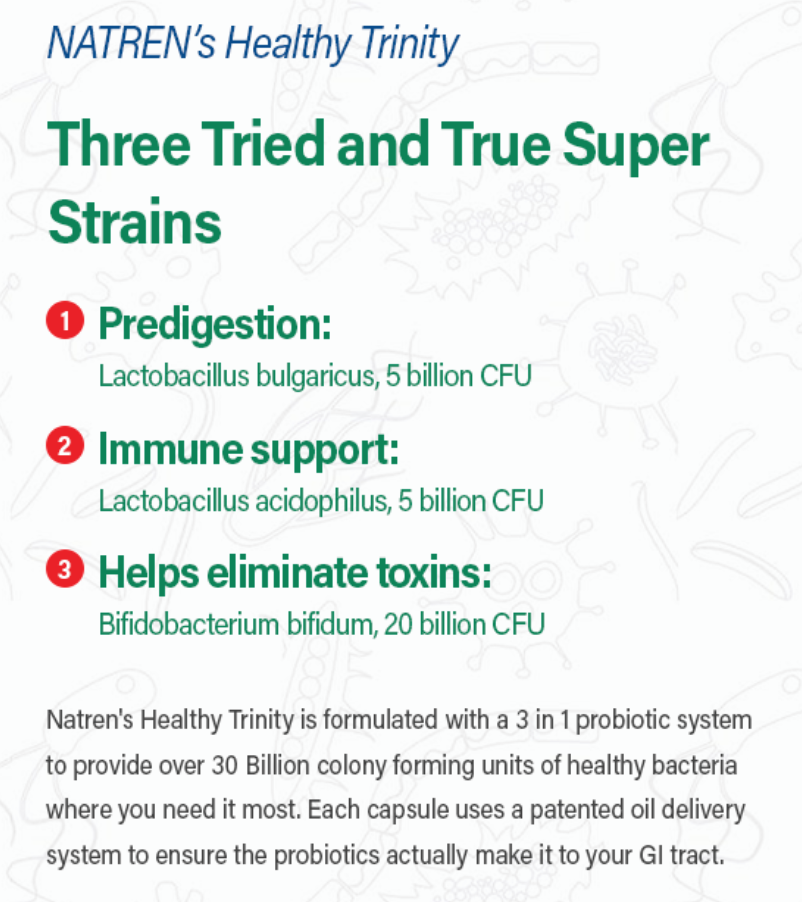 Natren Healthy Trinity Probiotic Capsules, 30 ct