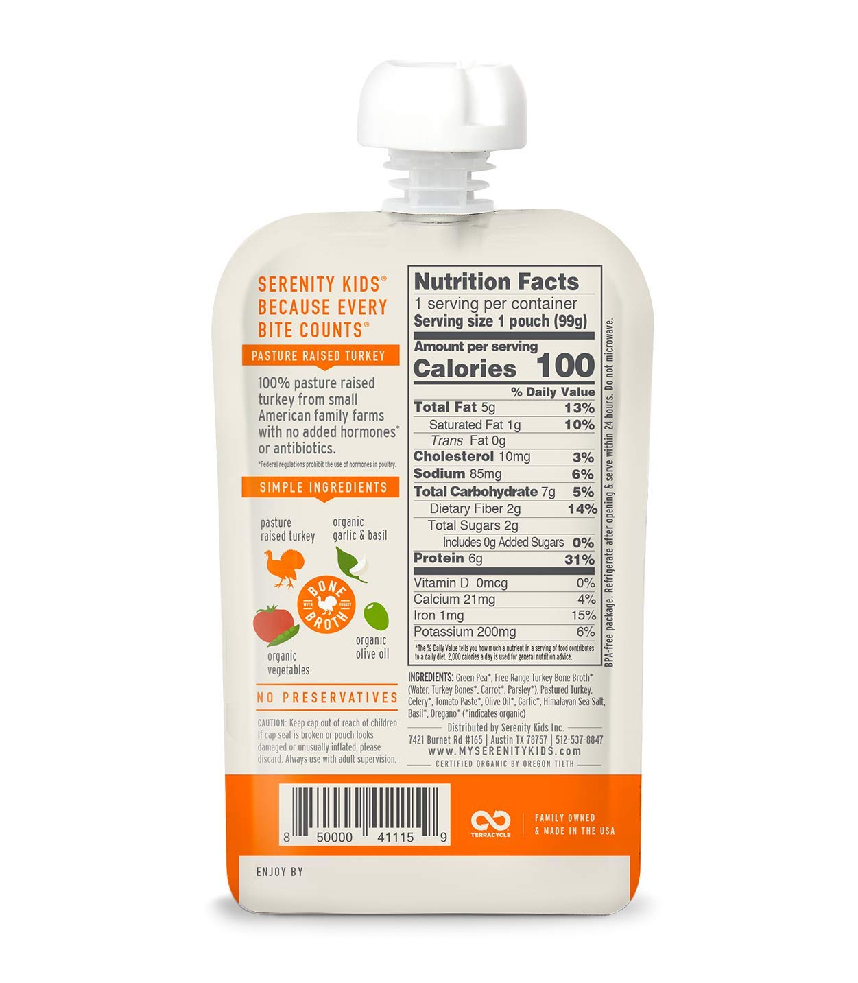 Serenity Kids Turkey Bolognese with Bone Broth for toddlers, Case of 6 (3.5 oz)