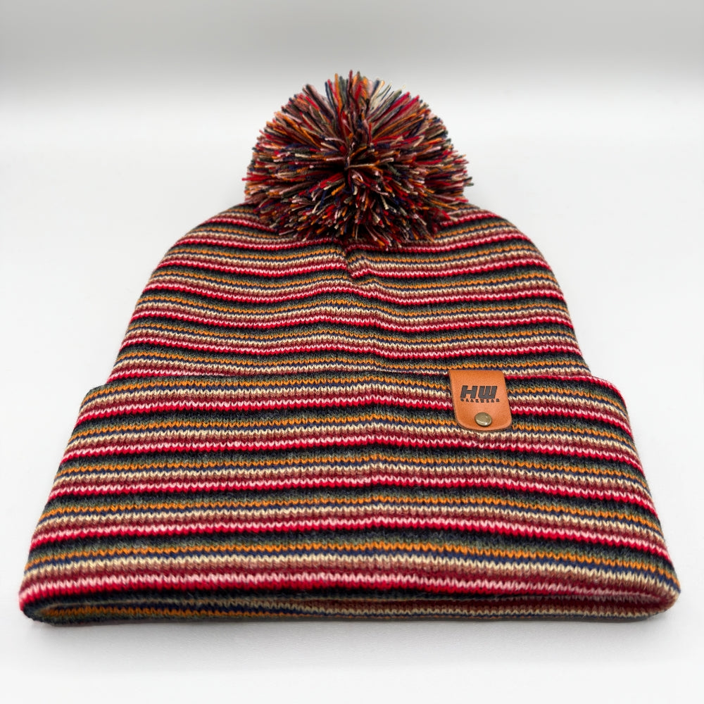 Haakwear Traditional Pom Pom Beanie, Multi Color Knit Winter Hat