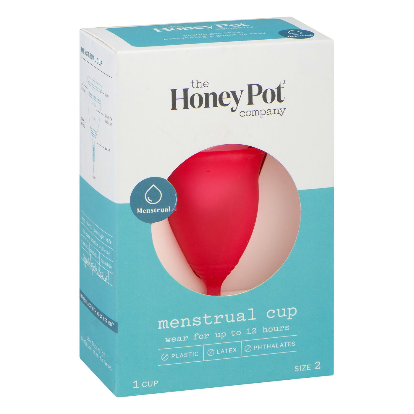 The Honey Pot Menstrual Cup - Size 2 Silicone - Comfortable Period Protection - 1 Cup