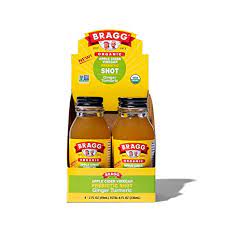Bragg Apple Cider Vinegar Shot with Ginger & Turmeric (Pack of 4 - 2 Fl Oz)
