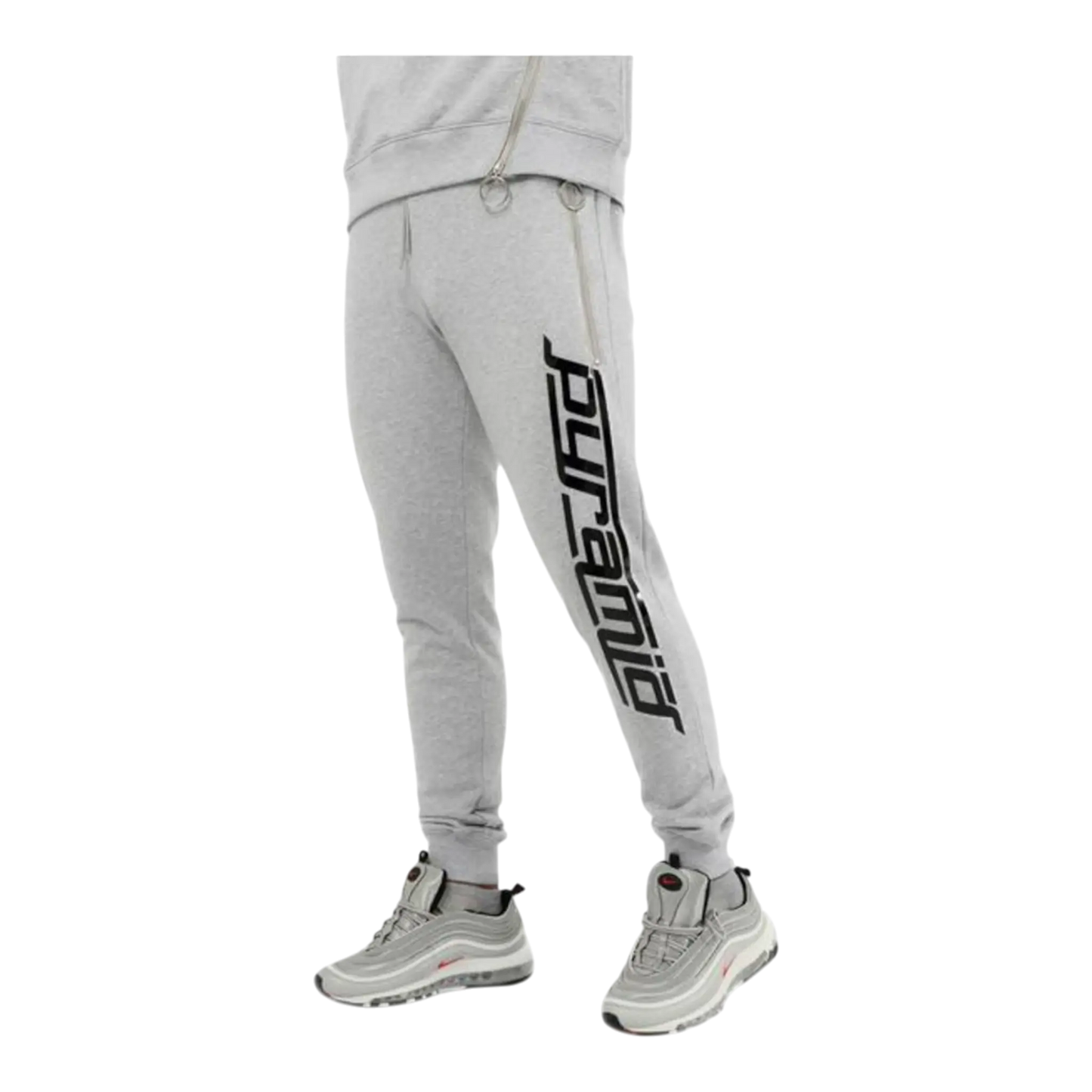 Black Pyramid Slant Zipper Men’s Jogger Pants – Heather Grey