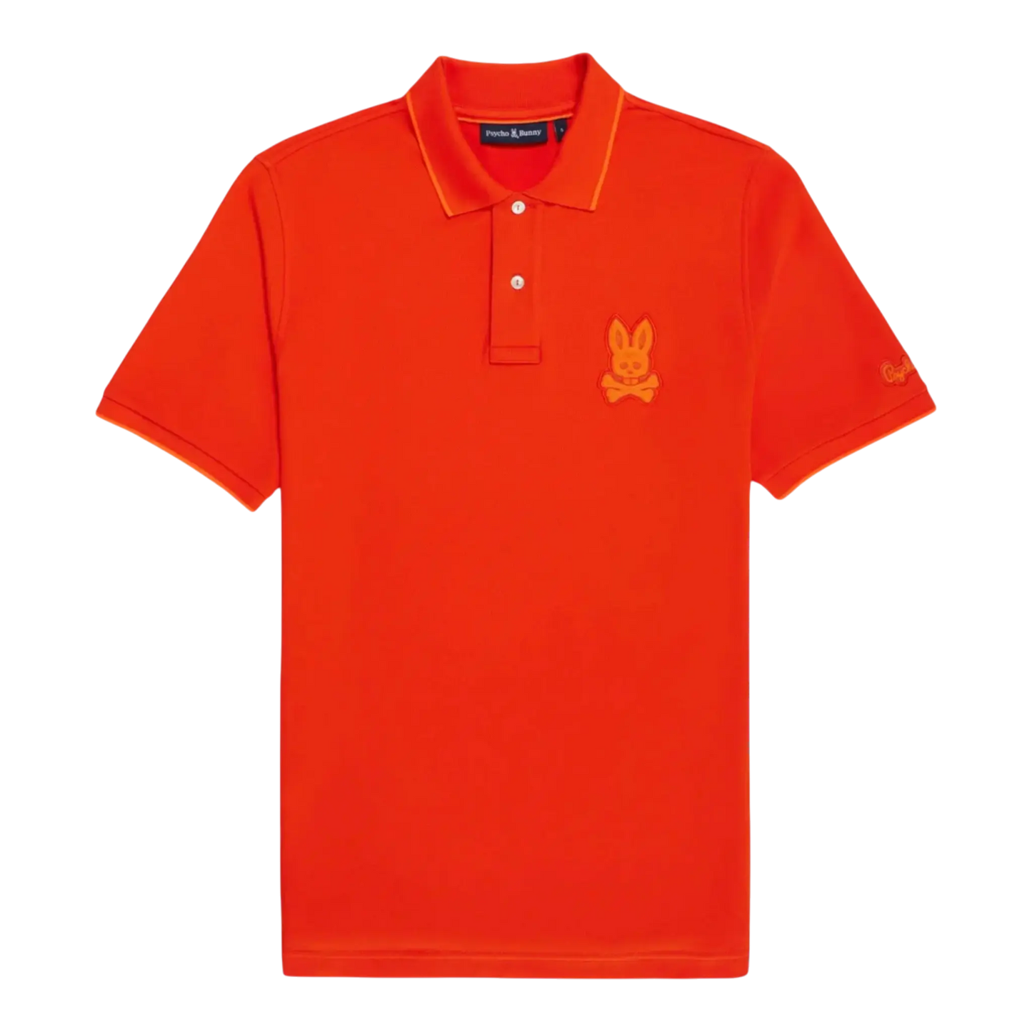 Psycho Bunny Cleveland Chainstitch Pique Men Polo Shirt Tangerine Tango
