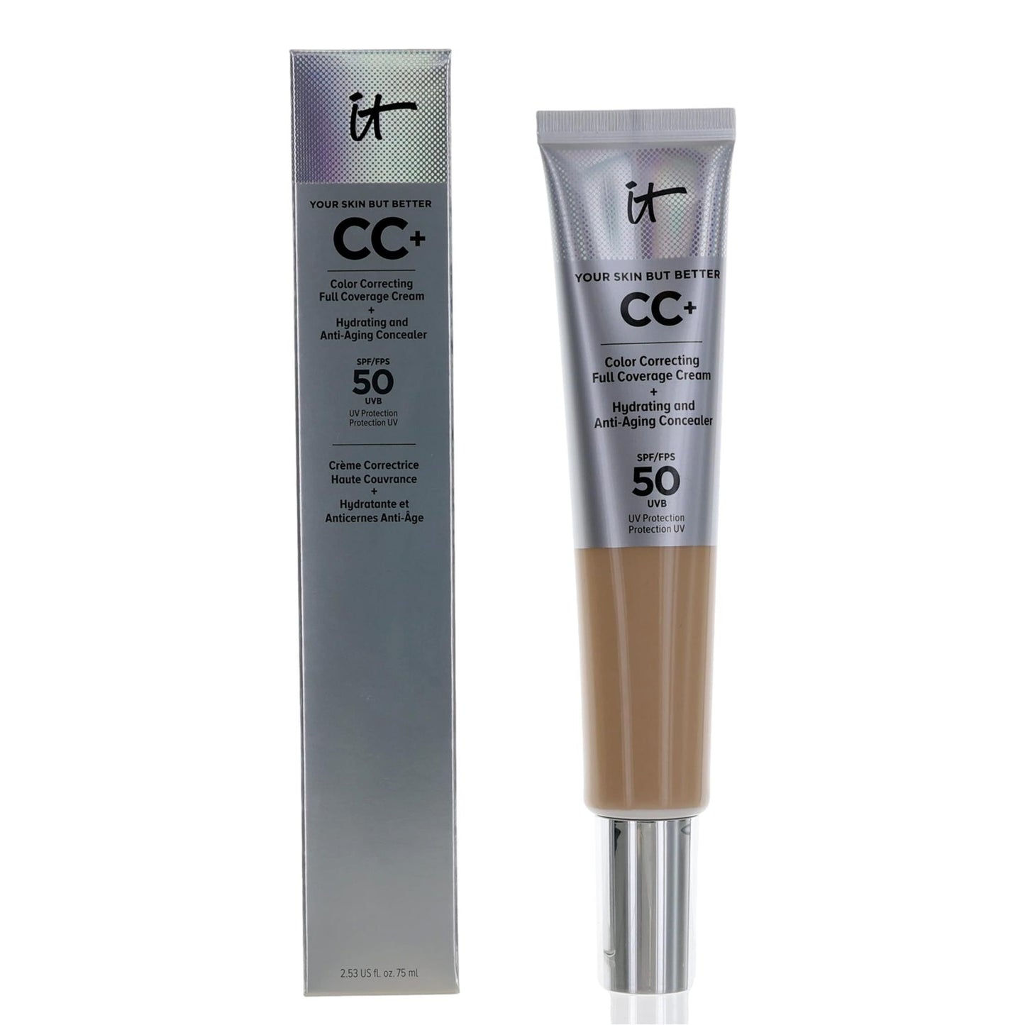 It Cosmetics CC Cream Full Coverage Cream, 2.53 oz Color Correcting Foundation SPF 50- Light