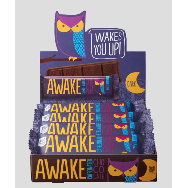 Awake Chocolate - Bar Caff Dark Chocolate - Case Of 12-1.34 Oz