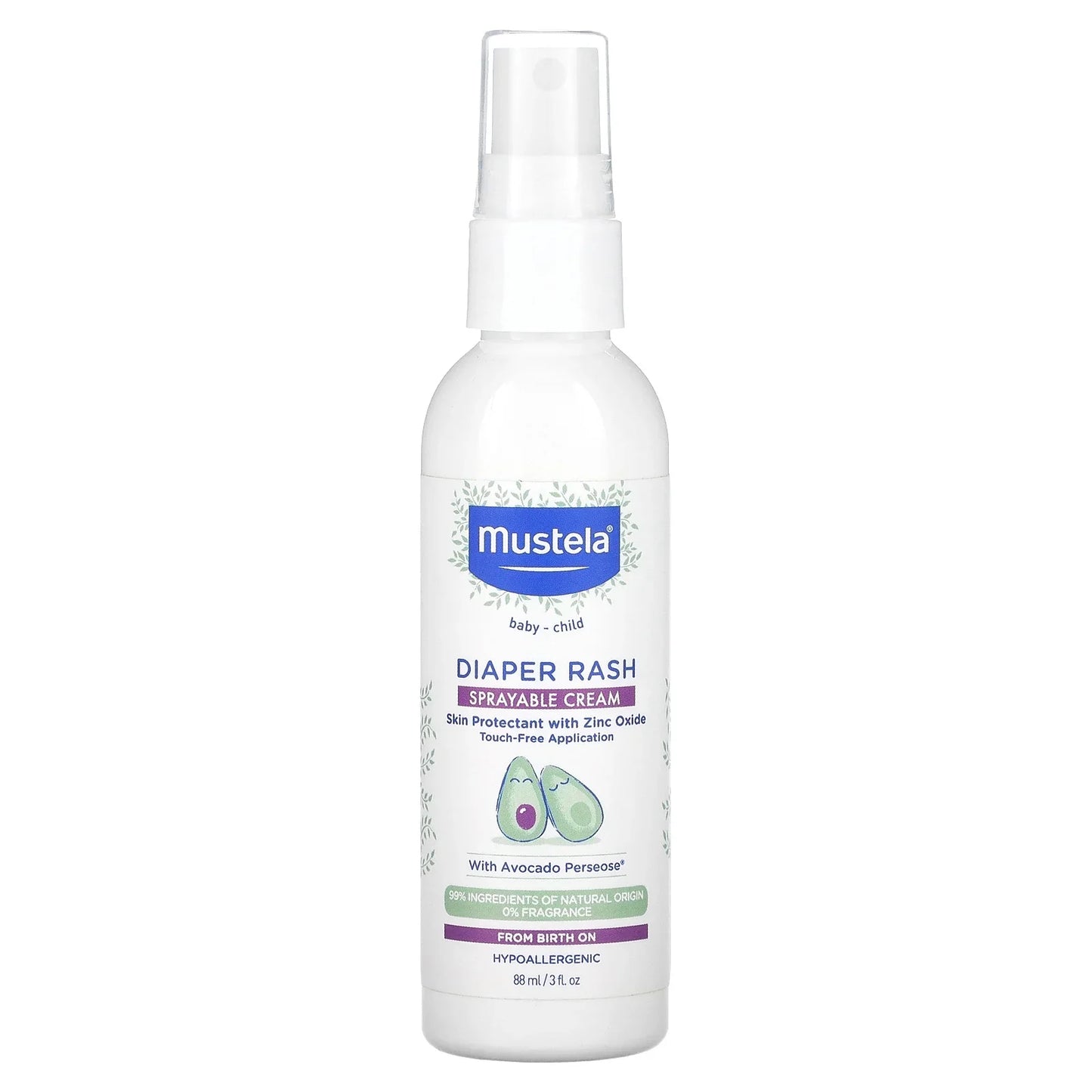 Mustela Diaper Rash Spray with Zinc Oxide - 3 oz Soothing Baby Skin Protectant & Treatment