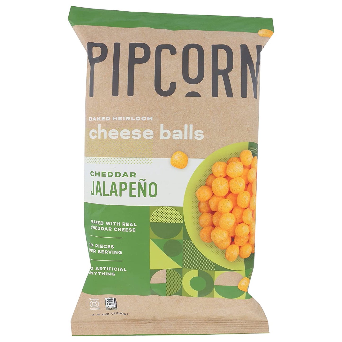 Pipcorn Cheese Balls Jalapeno Cheddar, 4.5 Oz - Pack of 12