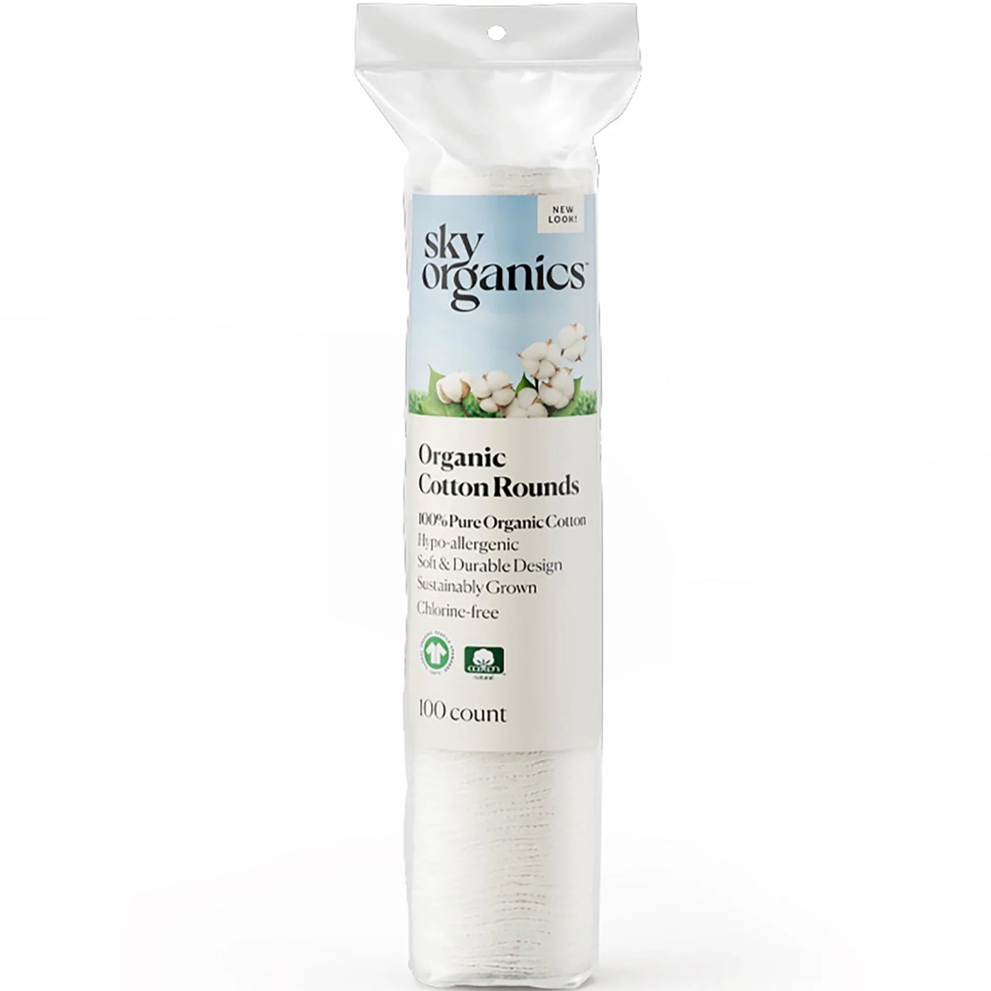 Sky Organics - 100% Organic Cotton Rounds, 100 Count (Pack of 1) - Makeup Removal Pads
