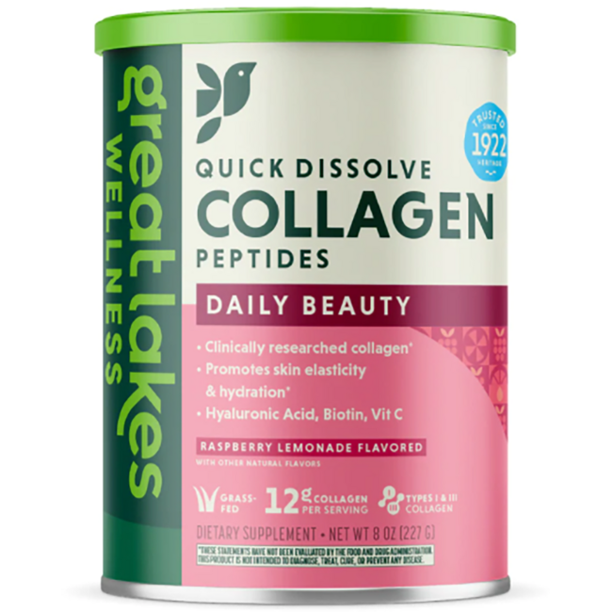 Great Lakes Wellness Collagen Peptides Raspberry Lemon 8 Oz